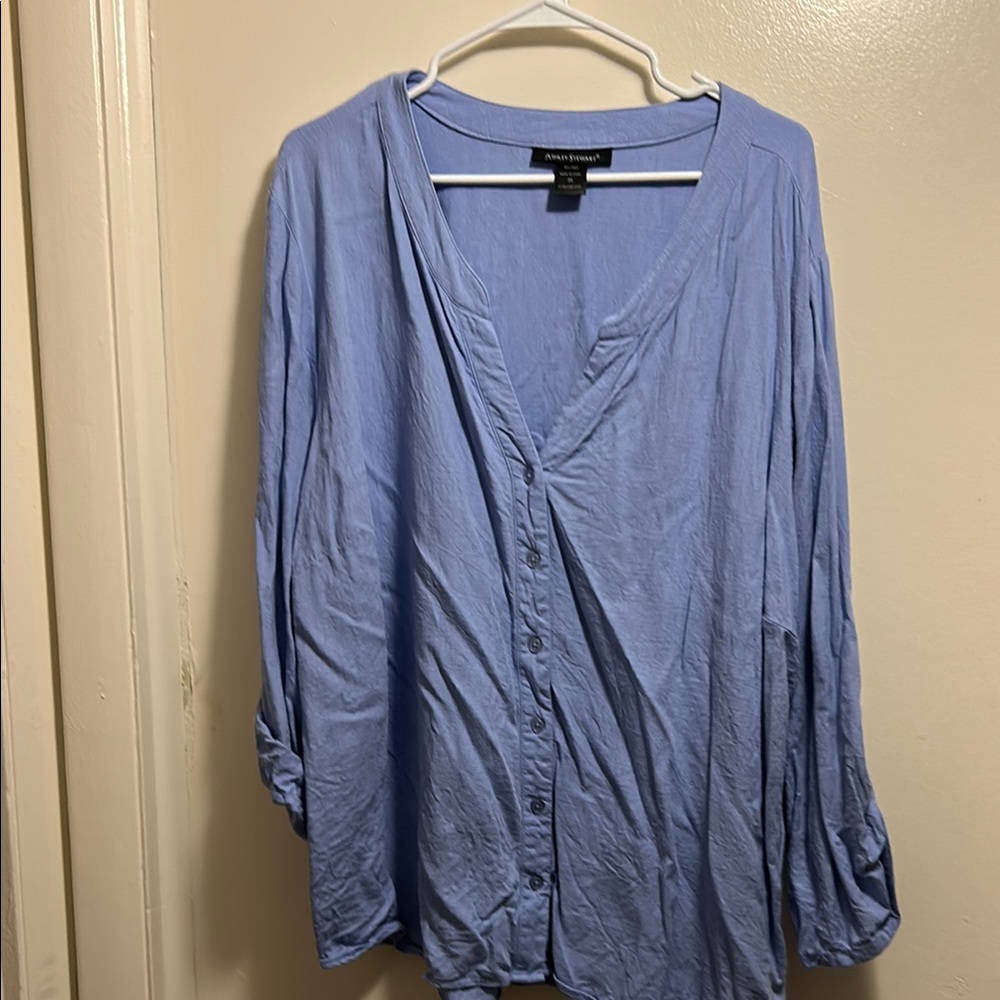 Jones New York Light Blue Button-Up Blouse